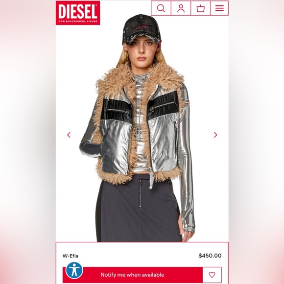 DRASTICALLY REDUCED - Diesel W-Efia Fur/Foil Vest - Picture 10 of 10